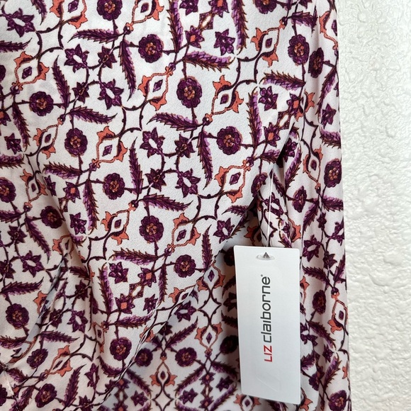 Liz Claiborne Women’s Multicolor Floral Print Ruffle Blouse Shirt Top S - Picture 7 of 8